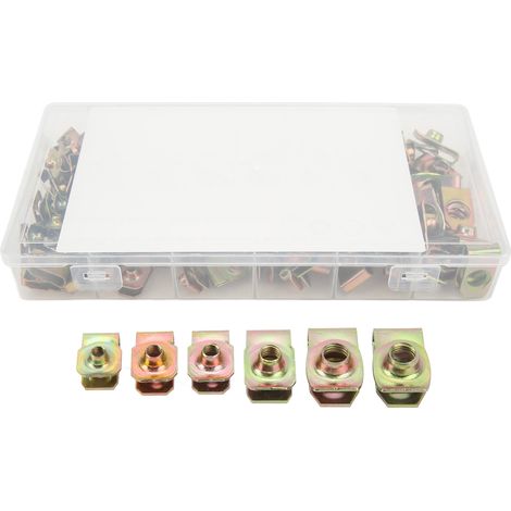 Kit d'écrous en U, 100 pièces, acier inoxydable, galvanisé, coloré, avec clip de serrage, pour voiture (1/5)