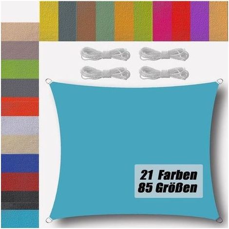 Rechteckiges Sonnensegel für Terrasse, 95 % UV-Schutz, inklusive Seil, wasserdichtes Material für Balkon, Terrasse, Garten und Außenbereich, Design „Blauer See“, 3 x 3 m (1/5)