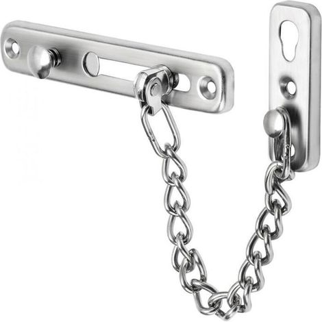 Chaîne de porte en acier inoxydable, verrou de sécurité, serrure de porte de sécurité privée avec vis et colle, utilisée(argent)