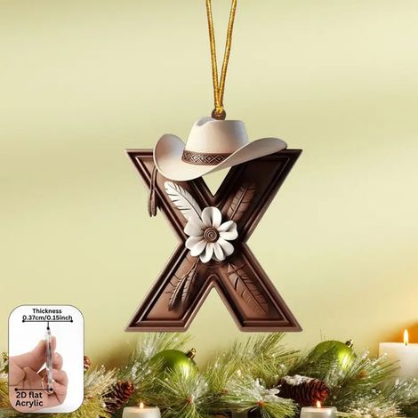 Pendentif En Acrylique - Initiale Personnalisée X - Décoration De Sapin De Noël Et D'Arbre Festif - Thème Denim - Pour Projets DIY - Unité (1/5)