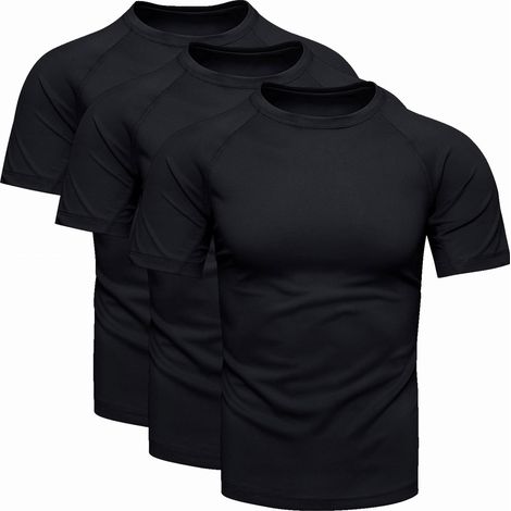 3er-Pack Herren-Sport-T-Shirts, schwarz - Größe M