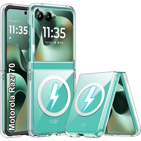 Hülle für Motorola Razr 70/60/50, Magnetisch, Stoßfest, Transparent