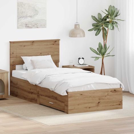 Bettrahmen mit Kopfteil Artisan-Eiche 90 x 200 cm Holzwerkstoff (1/5)