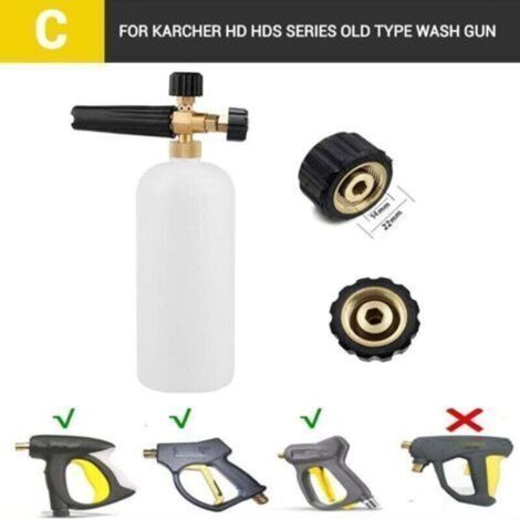 pair Lance de Mousse à Neige pour Voiture avec buse en Mousse réglable, Distributeur de Savon 1 L et Adaptateur male Karcher HD Hds Series pour Karcher HD Hds Series Vieux Type (1/3)