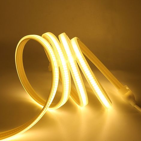 Striscia led COB 1M 220V bianco caldo 3000K waterproof ip 65 con fissaggi previsti per interno ed esterno (1/5)