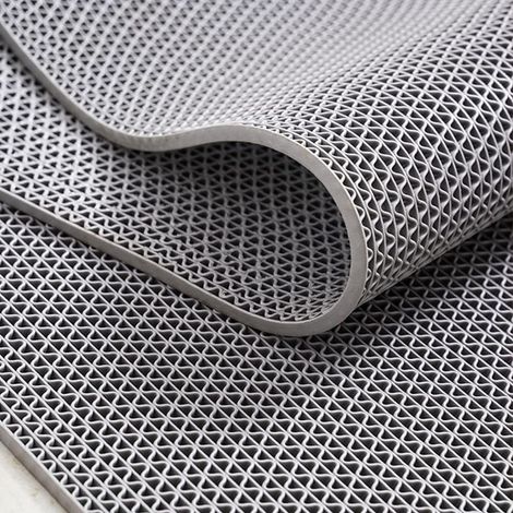 Tapis de drainage - 500 x 90 cm - Antidérapant - 5,5 mm d'épaisseur - En PVC - Gris - Pour cuisines, restaurants, salles de bains, piscines, couloirs, zones humides (1/5)