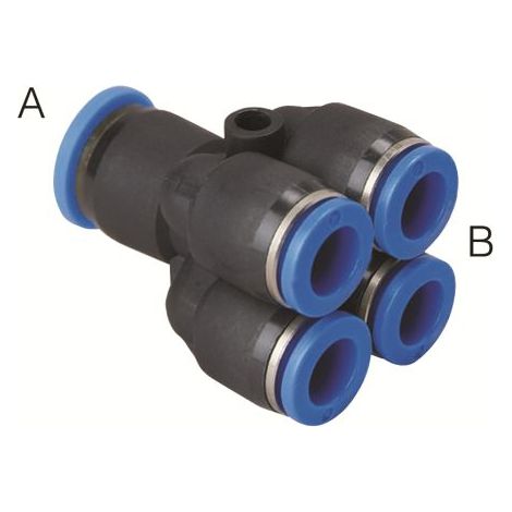 Adaptateur tube à tube double Y RS PRO PXG 1 x 6 mm Push-in, entrée 4 x ( Prix pour 1 )