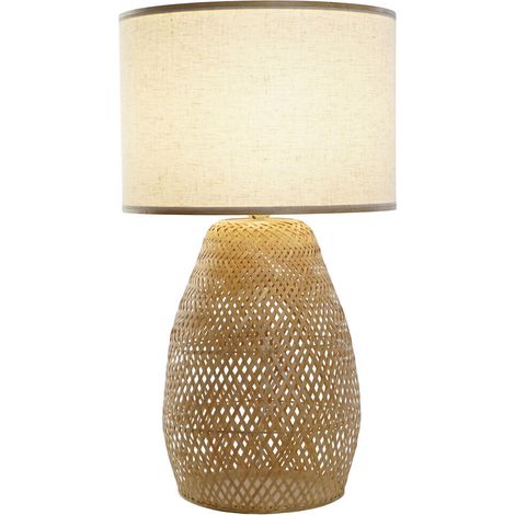 Lampara Sobremesa Bambu Poliester 40X40X71 Natural (1/5)