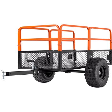 Remorque jardin acier 620L robuste, benne basculante tractable ATV UTV tondeuse, grande capacité, transport déchets verts bois jardin usage extérieur (1/5)