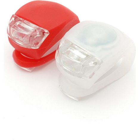 Éclairage vélo LED en silicone – 3 rouges, 3 blanches – Éclairage avant et arrière – Lot de 6 (1/2)