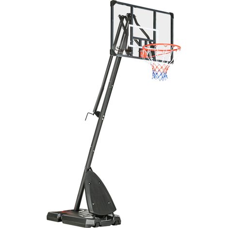 Panier de basket réglable 236 à 293 cm, sur roulettes, avec panneau 107 x 70 cm et base à lester en acier pour jardin et sport extérieur CHICFURN (1/5)
