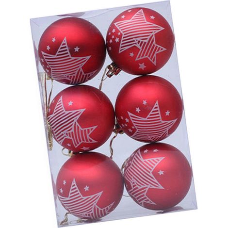 6er-Pack bruchsichere Weihnachtskugeln, mehrfarbig, zum Aufhängen, für Baumkränze und Kaminsimse (1/5)