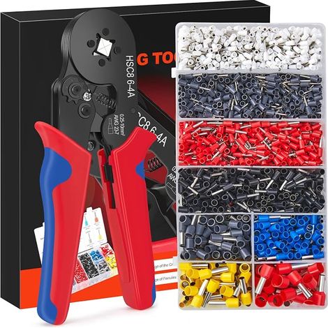 Pince à Sertir, 0.25-10mm² Cosses Electriques a Sertir, Pince a Sertir Cosse Electrique avec 1800 Cosses de Câbles Isolées, pour Les Electriciens, Les Réparateurs et Les Bricoleurs (1/5)