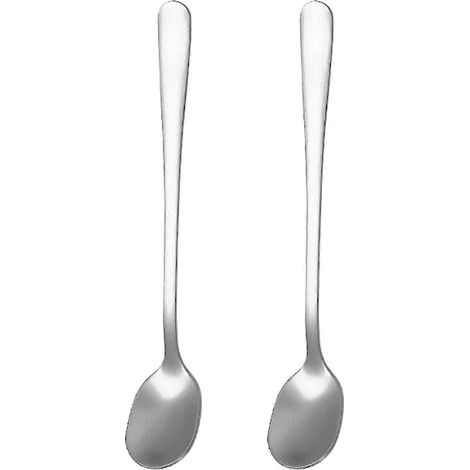 Lot de 2 cuillères à café en acier inoxydable de qualité alimentaire, manche long, prise en main confortable et antidérapante. IJZSilverL (1/3)
