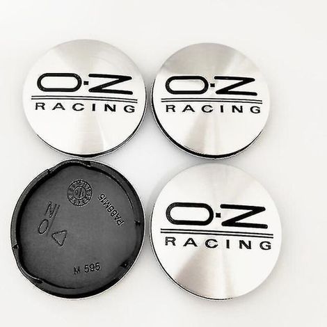 62-mm-Radnabenkappen für Oz Racing M595 Leichtmetallfelgen, silber-schwarz. (1/4)