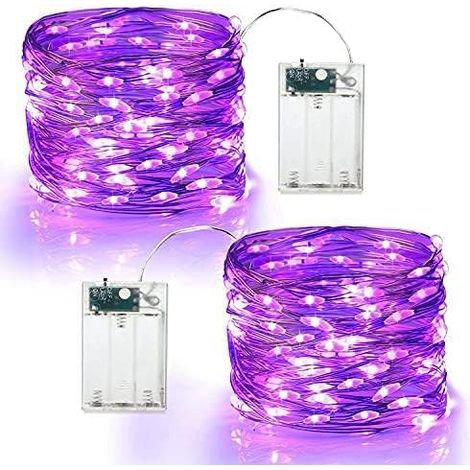Guirlande Halloween 60 LED violettes à piles 6 m