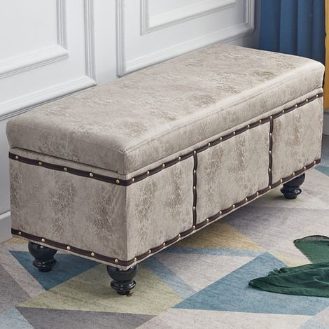 Cassapanca Contenitore Ecopelle Divano Panca Pouf Contenitore 80x40x43 cm Khaki (1/4)