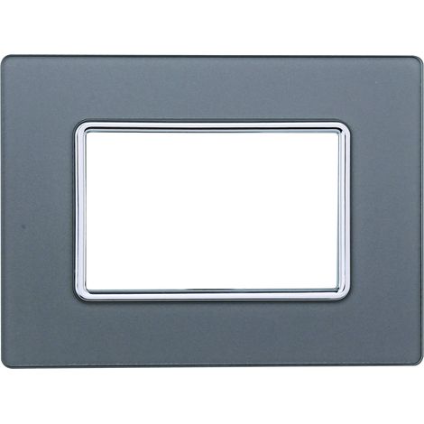 Kompatible Abdeckrahmen Bticino Matix 3 module Glas Silber Farbe (1/2)