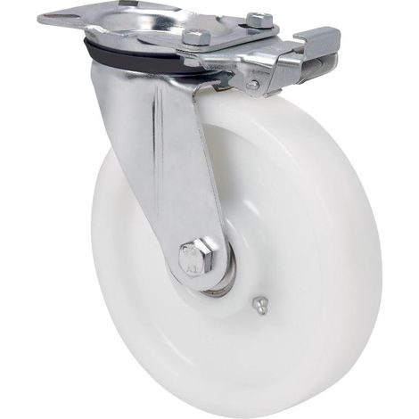 rueda giratora placa mec.dir.4mm 10zvrmd150-ftb nylon blanco extrafuerte bol. (1/2)