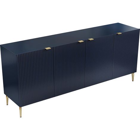 Credenza con 4 ante in MDF e Acciaio Blu e Dorato - YESINIA (1/5)