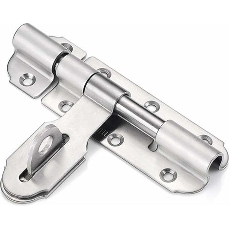 Verrou de porte coulissante en acier inoxydable 100 mm avec fermoir à cadenas, verrou de porte robuste pour salle de bain, toilettes, jardin, abri de jardin