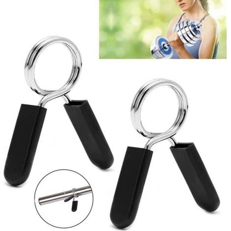 Pinces à ressorts pour poids haltères - Barre de musculation - 6 pièces - Noir Label (1/4)