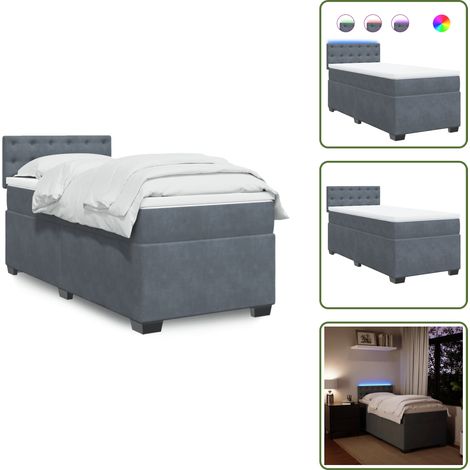 Boxspringbett mit Matratze Dunkelgrau 90x200 cm Samt - Boxspringbett - Doppelbett - Samtbett - Luxusbett - Schlafsystem (1/5)