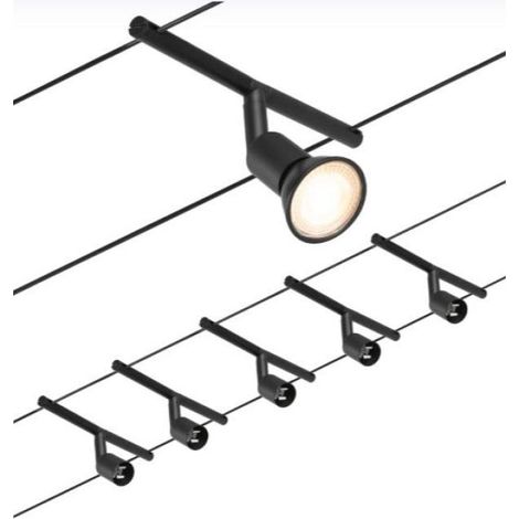 Paulmann 94446 Sistema di illuminazione completo su cavo GU5.3 Nero (opaco), Cromo