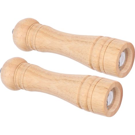 Lot de 2 moulins à sel et poivre en bois, à grain réglable, pour assaisonnement de cuisine. Hauteur : 22 cm / 8,7 po. (1/5)