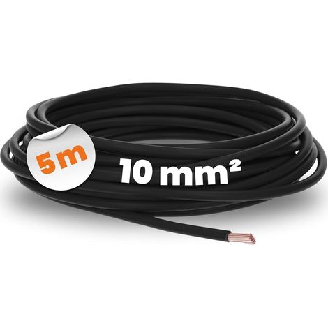 1 Câble flexible H07V-K, 10 mm², PVC noir, 5 mètres, pour armoires électriques et machines industrielles
