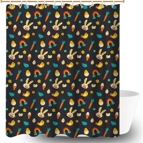 Rideau de bain imprimé polyester 180x180 avec anneaux séparation douche pour nouvelle déco pour la rentrée (1/5)