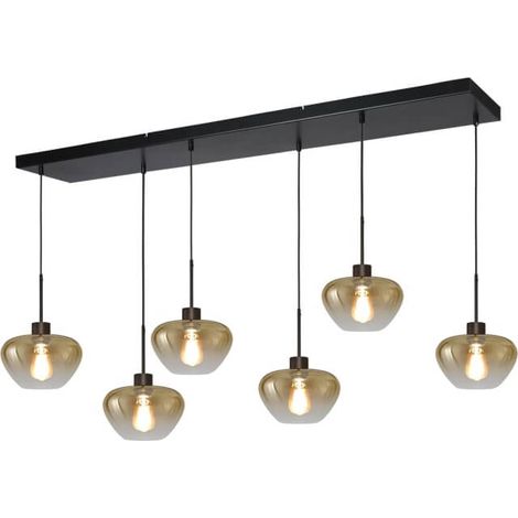 Suspension 6 lumières Genua noir avec verre doré Ø 24cm - 2971-05-05-130-25624 (1/3)