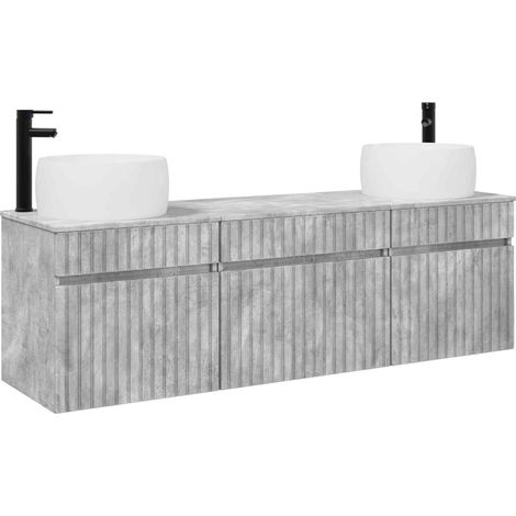 Bathroom Cabinet Set 3 pcs Concrete Grey 49 x 44.5 x 66 cm vidaXL (1/5)