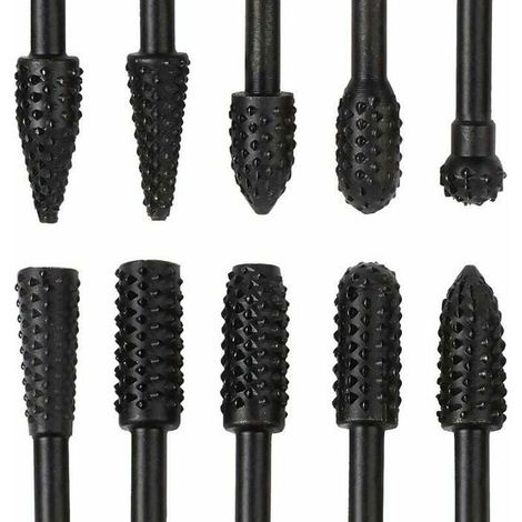 Lot de 10 fraises en carbure de tungstène – 6,3 mm – Pour sculpture bois et bricolage – Compatible Dremel (1/4)