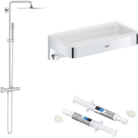 Columna de ducha termostática GROHE Vitalio Joy System 230 + estante rectangular GROHE Start Cube + pegamento Quickglue (1/5)