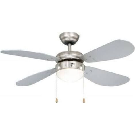 Agitatore/Ventilatore da soffitto con 4 pale in legno finitura Silver 1 lampada - Mod. Galileo Galilei