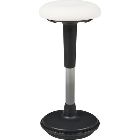 Taburete oscilante de oficina de piel sintética con estructura metálica altura ajustable asiento ergonómico blanco Estell (1/5)