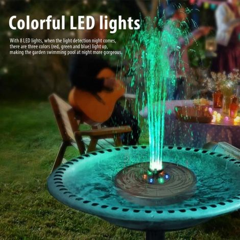 Pompe de fontaine à eau solaire - Décoration de jardin - LED colorées - 4.7V - 3.8W - IP68 (1/4)