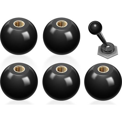 5 Pièces M12 40 mm Poignée Boule Ronde en Bakélite Noire,Outon à Bille en Bakélite Bouton,Bouton de Levier à Bille,Filetage en Cuivre M12 intégré,pour Machines-Outils Poignées de Rechange (1/5)
