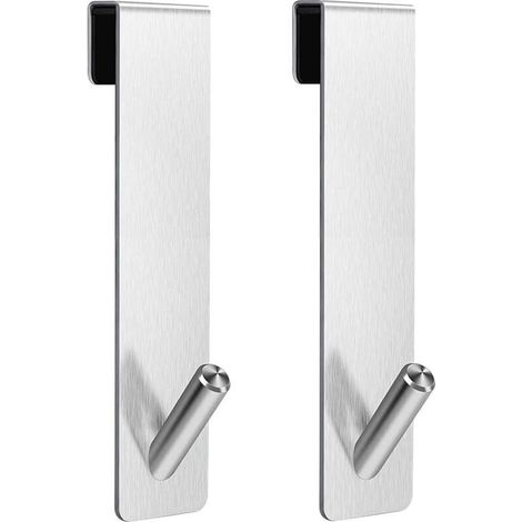 Lot de 2 crochets pour porte de douche – Crochets porte-serviettes en diamant, crochets pour porte de douche en verre sans cadre argenté (7 pouces)