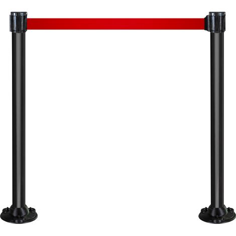 Kit 2 poteaux Aluminium sur socle fixe noir/rouge 3m x 50mm - 2099842