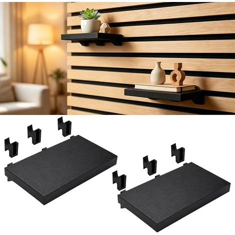 Black Acoustic Panel Shelves, Acoustic Panel Accessories, Floating Shelf for Living Room, Plants, Bedroom, Office (15 x 8.5 cm) (1/4)