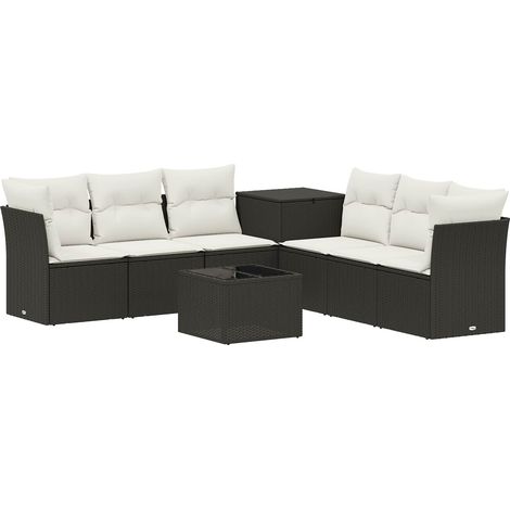 Juego de Sofá 8 uds. Negro y Blanco Crema vidaXL (1/5)