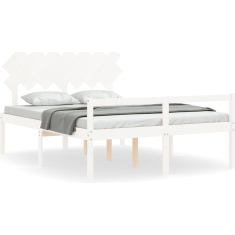 Maison Exclusive - Letto per Anziani con Testiera Bianco 140x190 cm Legno Massello