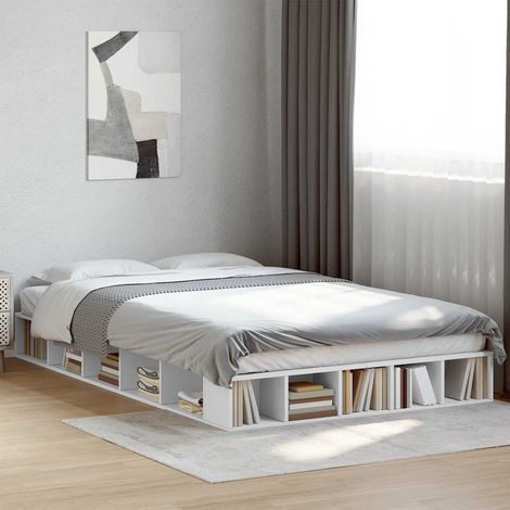 Estructura de cama madera de ingeniería blanca 135x190 cm (1/5)
