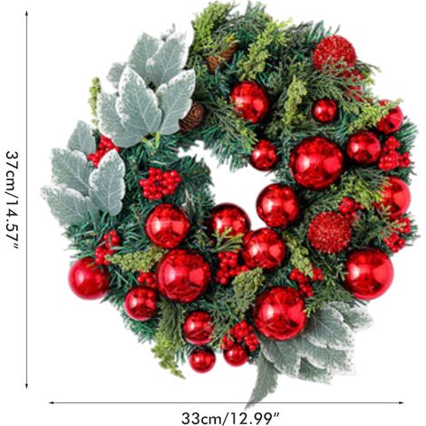 Weihnachtskugel-Kranz, künstlicher Rattan-Kranz, Türhänger, Wandbehang, Rattangirlande für Weihnachtsfeiern und Gärten (1/4)