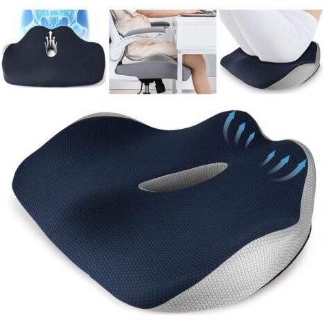 Coussin de Siège, Coussin pour Chaise de Bureau, Mousse à Mémoire de Forme, Coussin Voiture Conducteur, Housse Lavable, Façonnage des Hanches