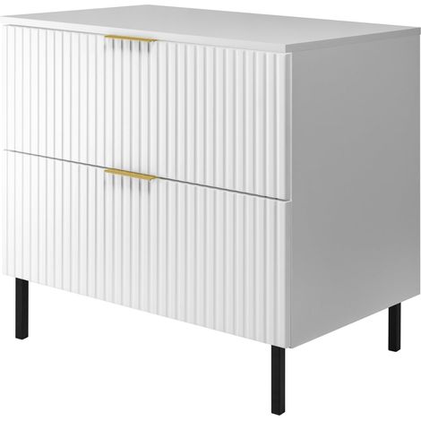 Mobile lavabo, Bianco 80 x 77 x 46 cm, maniglia oro, gambe nere + Piano (1/5)