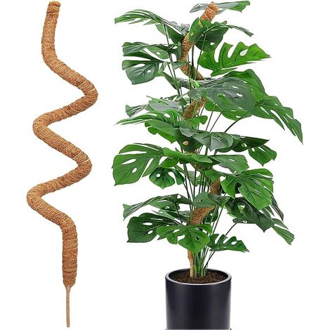 Moss Pole for Plants，Bendable Moss Pole for Plants Monstera，Handmade Coir Plant Support Stakes for Potted Plants, Pothos (48Inch) (1/4)