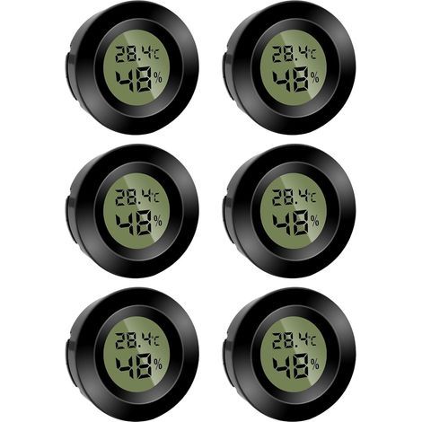 FITLAB-Lot de 6 mini hygromètres numériques ronds - Hygromètre - Température (℉) ou Celsius (℃) - Pour l'intérieur, le bureau, le salon - Piles incluses (1/5)